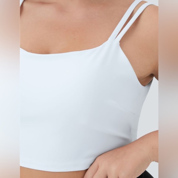 Halara White Double Straps Backless Twisted Workout Plus Size Cropped Tank Top - Picture 3 of 11